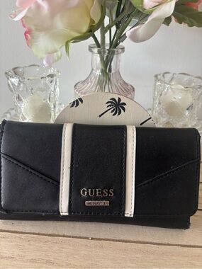 GUESS Black Wallet with White Trim -